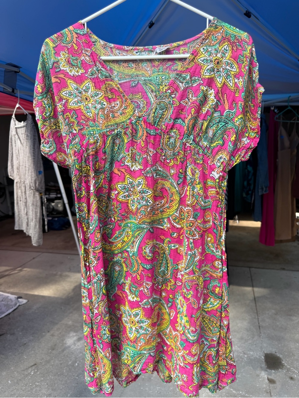 Women’s Pink Paisley Short-Sleeve Tunic Top